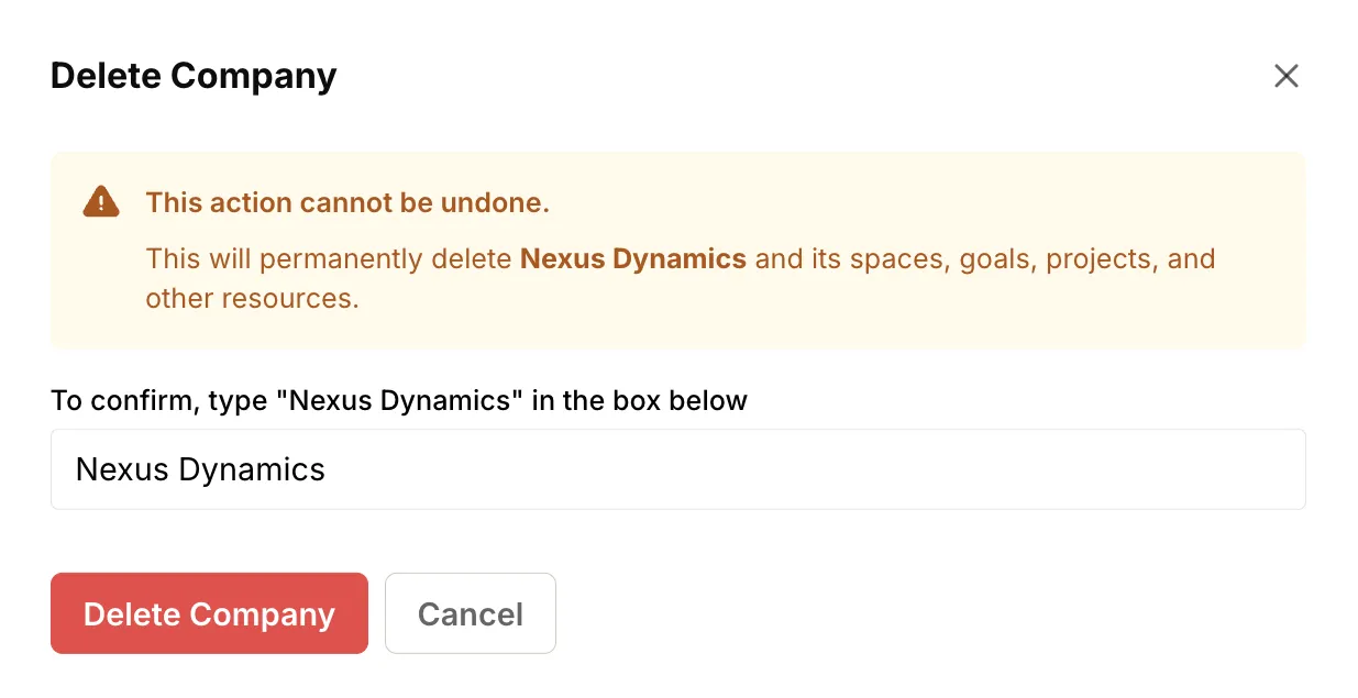 Screenshot: Confirm deletion dialog